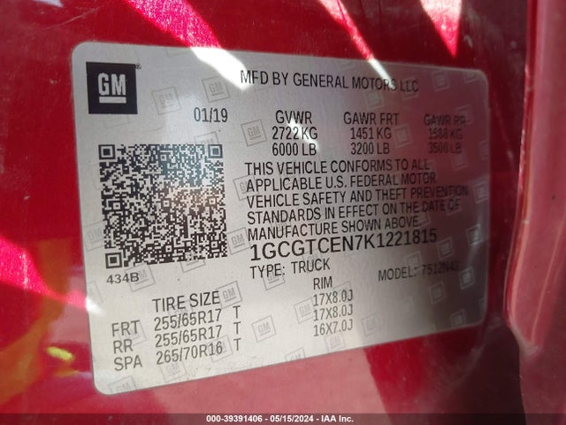 Chevrolet Colorado Lt 2019 1GCGTCEN7K1221815 Image 9