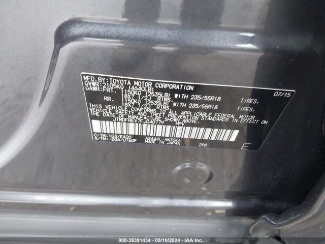 Toyota Rav4 Limited 2015 JTMDFREV7FJ040779 Image 9