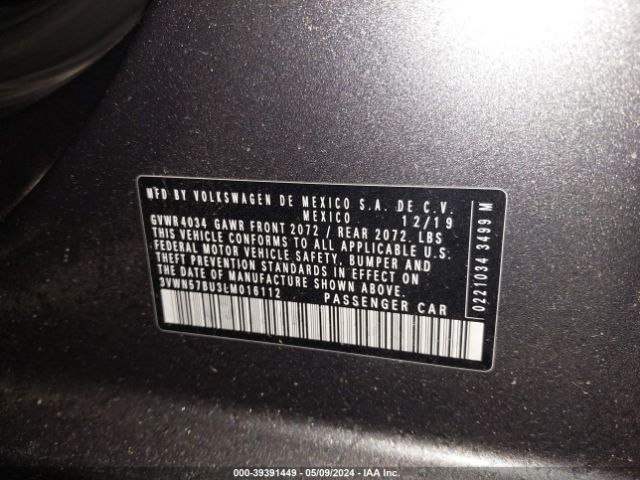 3VWN57BU3LM016112 Volkswagen Jetta 1.4t R-line/1.4t S