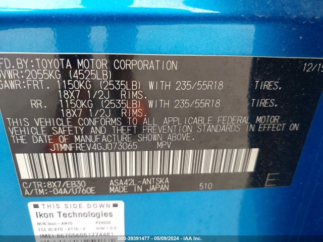 Toyota RAV4 SE 2016 JTMNFREV4GJ073065 Image 9