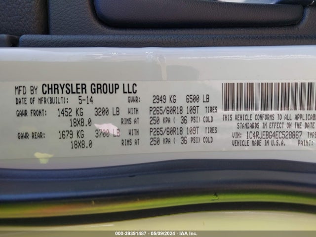 Jeep Grand Cherokee Limited 2014 1C4RJEBG4EC528867 Image 9