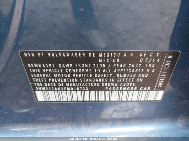 3VW217AU3FM018723 Volkswagen Golf Tsi S 4-door