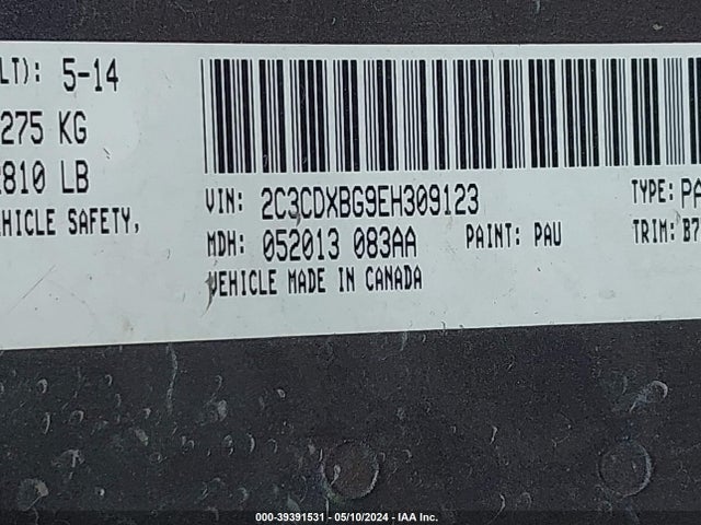 Dodge Charger Se 2014 2C3CDXBG9EH309123 Image 9