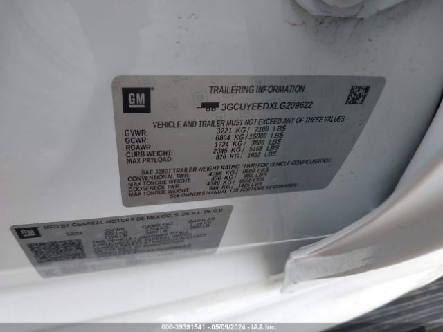 3GCUYEEDXLG209622 Chevrolet Silverado 1500 4wd  Short Bed Rst