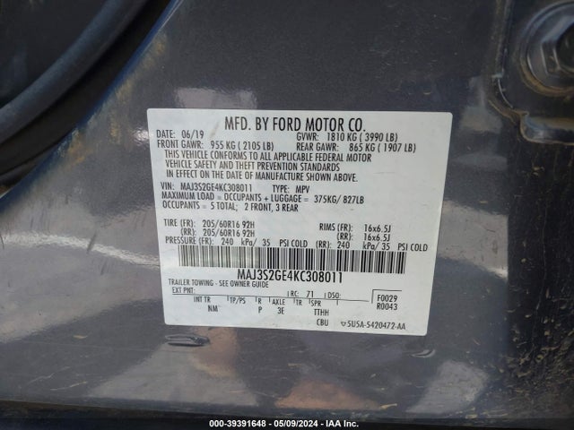 Ford Ecosport Se 2019 MAJ3S2GE4KC308011 Image 9