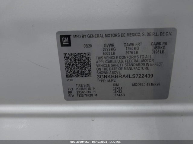 3GNKBBRA4LS722439 Chevrolet Blazer Fwd 1lt
