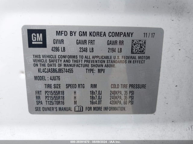 KL4CJASB6JB574455 Buick Encore Preferred