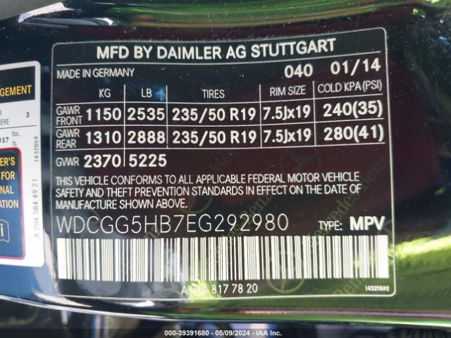 WDCGG5HB7EG292980 Mercedes-Benz GLK 350