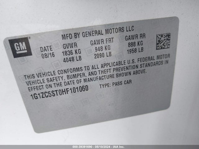 Chevrolet Malibu 1fl 2017 1G1ZC5ST0HF101060 Image 9