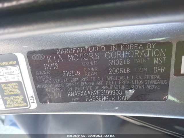 KIA FORTE EX 2014 KNAFX4A82E5199903 Image 9