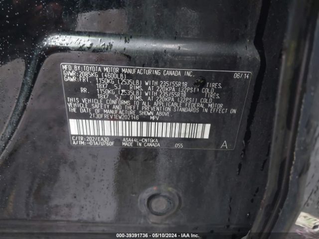 2T3DFREV1EW202146 Toyota Rav4 Limited