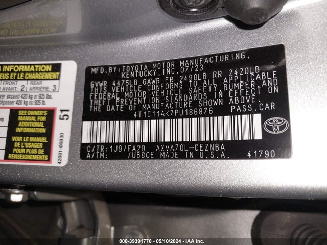 Toyota CAMRY LE 2023 4T1C11AK7PU186876 Image 9