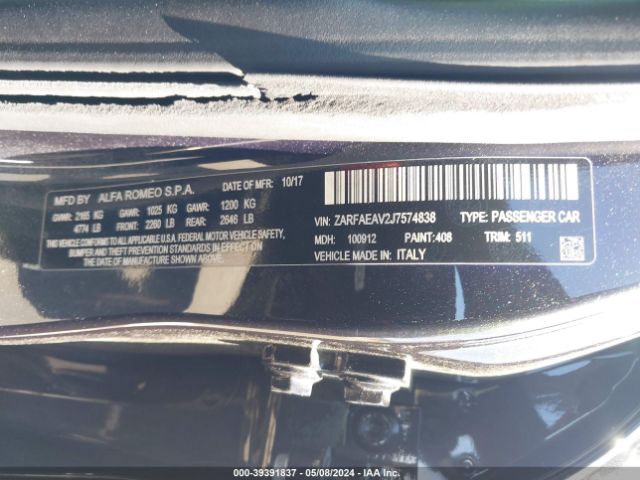 ZARFAEAV2J7574838 Alfa Romeo Giulia Quadrifoglio Rwd