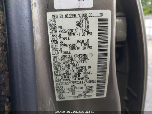 2002 NISSAN FRONTIER 2WD 1N6ED27T52C312402 Photo 8