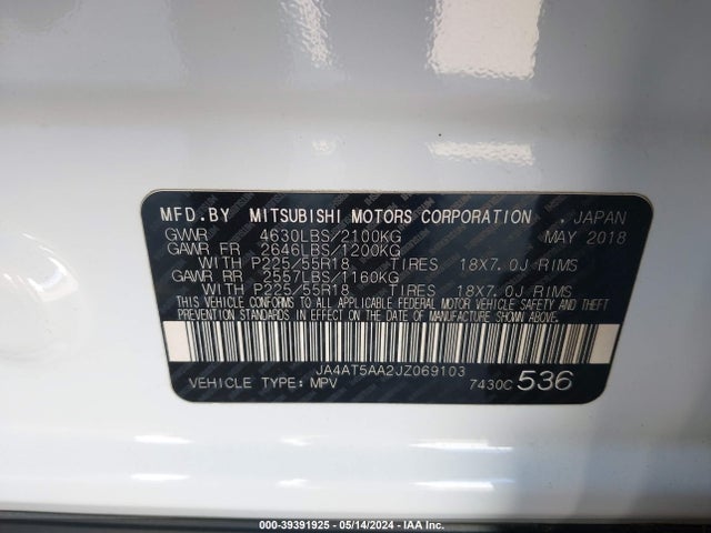 Mitsubishi Eclipse Cross Se/sel 2018 JA4AT5AA2JZ069103 Image 9