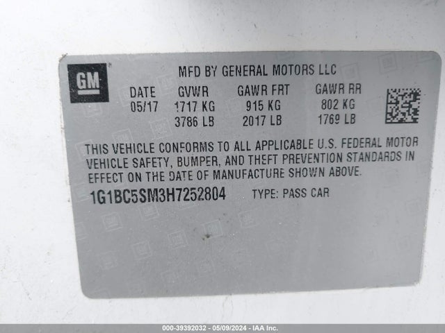 Chevrolet Cruze Ls Auto 2017 1G1BC5SM3H7252804 Image 9