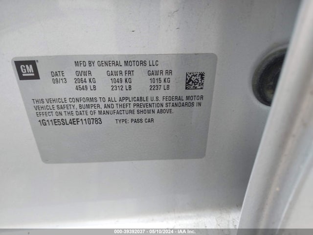 Chevrolet MALIBU 2LT 2014 1G11E5SL4EF110783 Image 9