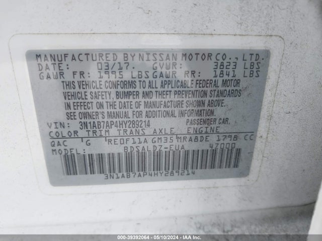 Nissan SENTRA SV 2017 3N1AB7AP4HY289214 Image 9