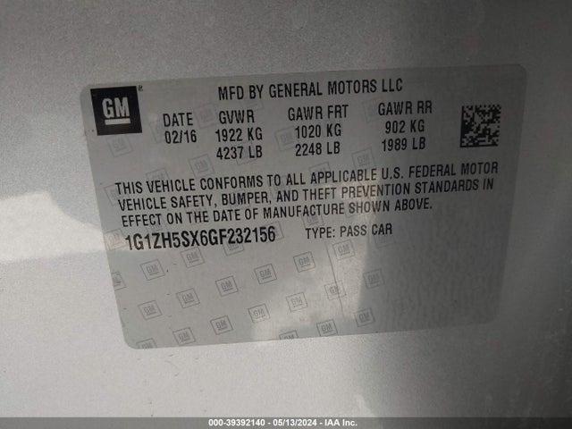Chevrolet Malibu Premier 2016 1G1ZH5SX6GF232156 Image 9