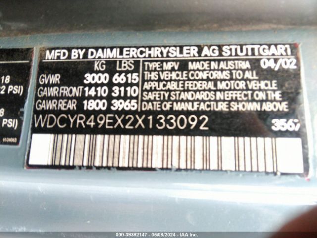 2002 MERCEDES-BENZ G 500 WDCYR49EX2X133092 Photo 8