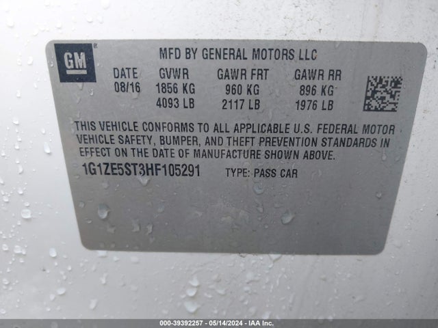 Chevrolet MALIBU 1LT 2017 1G1ZE5ST3HF105291 Image 9