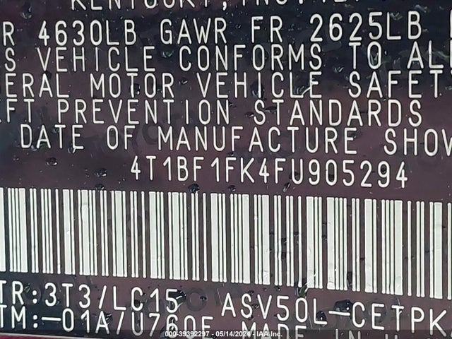 Toyota CAMRY XSE 2015 4T1BF1FK4FU905294 Image 9