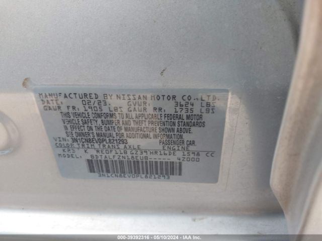 3N1CN8EV0PL821293 Nissan Versa 1.6 Sv Xtronic Cvt