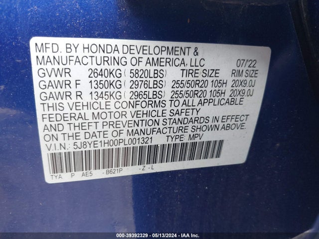 5J8YE1H00PL001321 Acura MDX A-SPEC