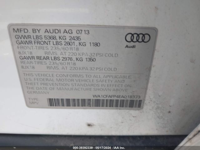 WA1CFAFP4EA018373 Audi Q5 2.0t Premium