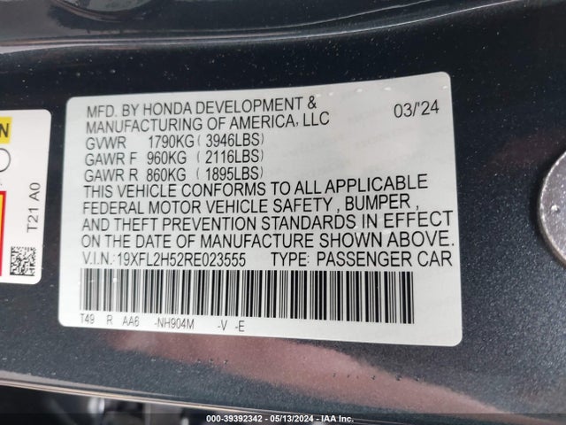 Honda Civic Lx 2024 19XFL2H52RE023555 Image 9