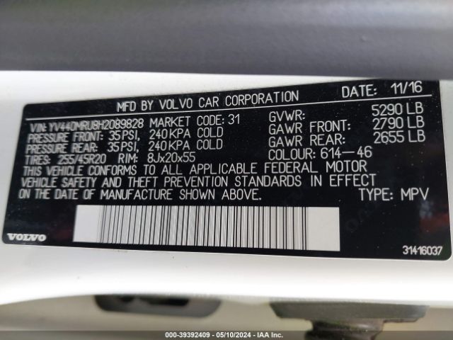 YV440MRU8H2089828 Volvo Xc60 Inscription