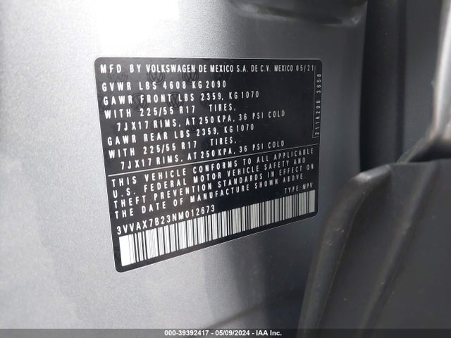 3VVAX7B23NM012673 Volkswagen Taos 1.5t S