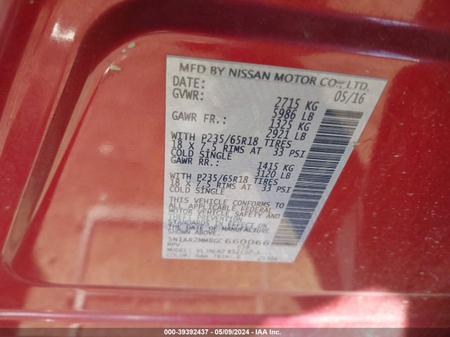Nissan Pathfinder S 2016 5N1AR2MM8GC660066 Image 9