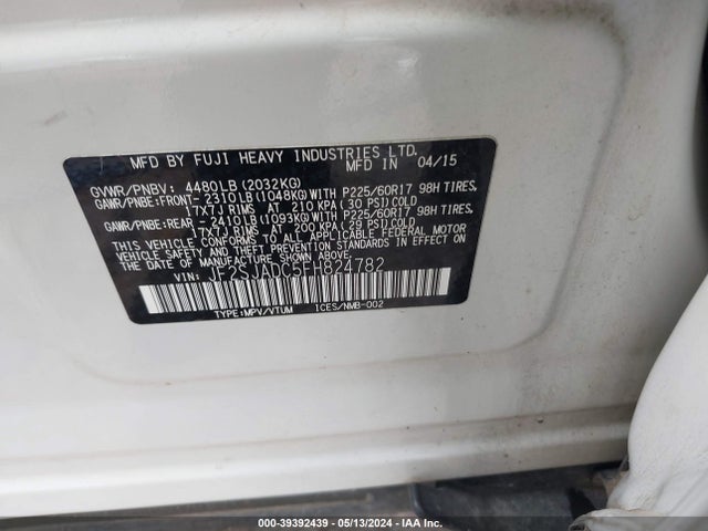 Subaru Forester 2.5i Premium 2015 JF2SJADC5FH824782 Image 9