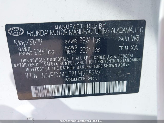 Hyundai ELANTRA SE 2020 5NPD74LF3LH505297 Image 9