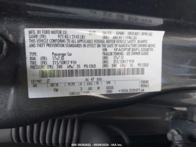 1FADP3F20FL333870 Ford FOCUS SE