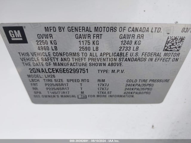 Chevrolet Equinox 2lt 2014 2GNALCEK6E6299751 Image 9