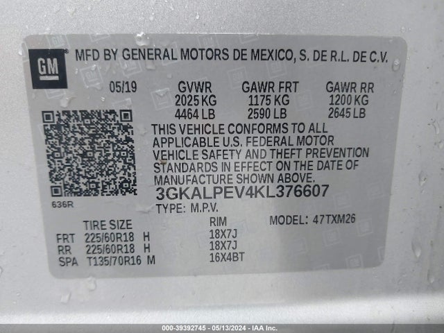 3GKALPEV4KL376607 GMC Terrain Slt