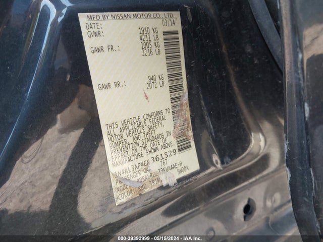 Nissan Altima 2.5 S 2014 1N4AL3AP4EN361529 Image 9