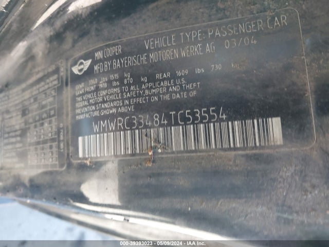 2004 MINI COOPER WMWRC33484TC53554 Photo 8