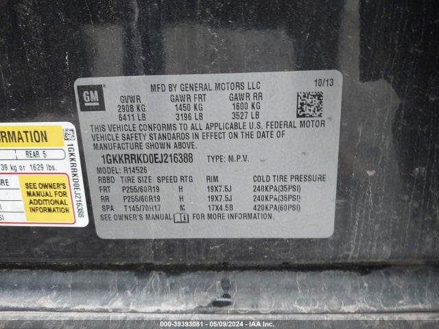 GMC Acadia Slt-1 2014 1GKKRRKD0EJ216388 Image 9