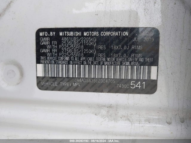 Mitsubishi Outlander Se 2.4 2020 JA4AD3A35LZ004705 Image 9
