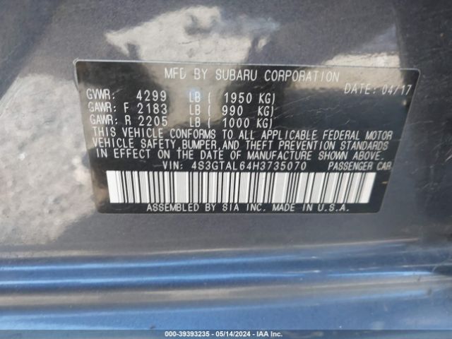4S3GTAL64H3735070 Subaru Impreza 2.0i Sport