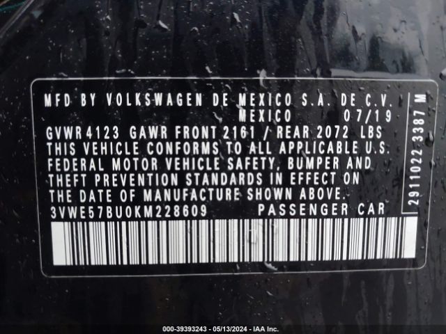 3VWE57BU0KM228609 Volkswagen Jetta 1.4t Sel