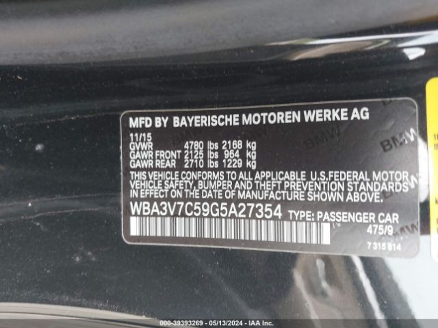 WBA3V7C59G5A27354 BMW 428i