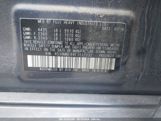 Subaru Legacy 2.5i Limited 2014 4S3BMBL68E3037232 Image 9