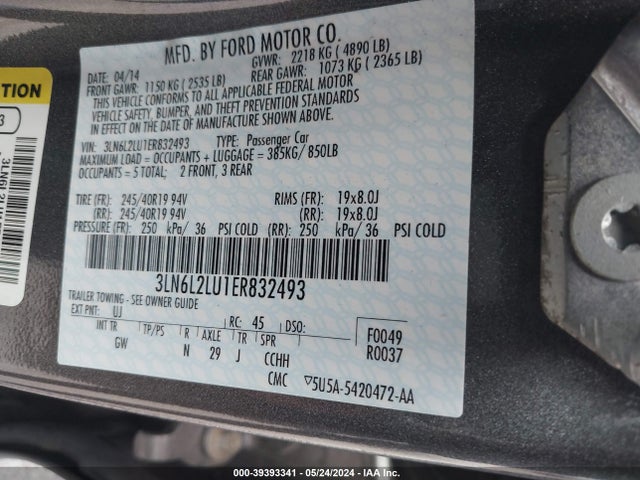 3LN6L2LU1ER832493 Lincoln MKZ HYBRID