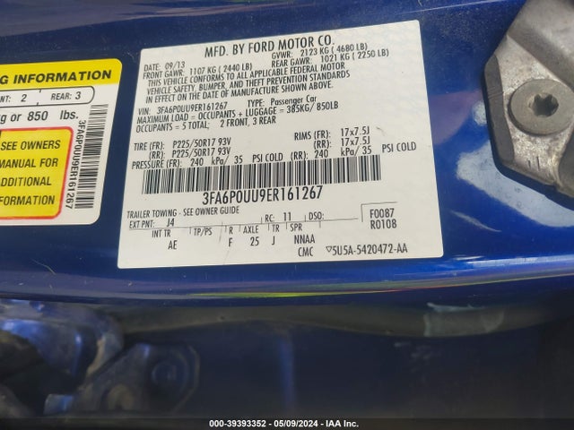 Ford Fusion Hybrid S 2014 3FA6P0UU9ER161267 Image 9