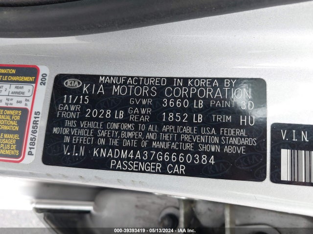 KIA RIO LX 2016 KNADM4A37G6660384 Image 9