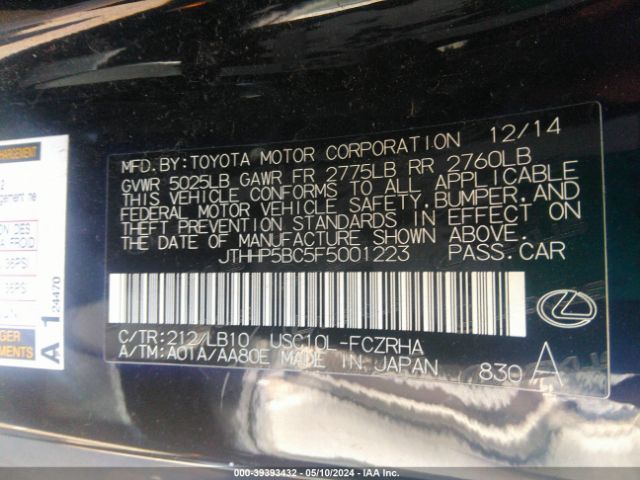 JTHHP5BC5F5001223 Lexus RC F